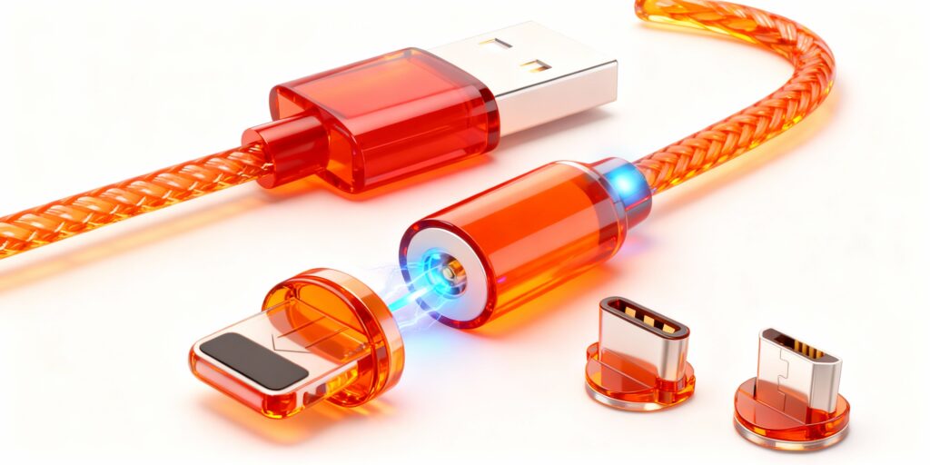 Kabel Magnetic 3-in-1 dengan Kepala Berputar